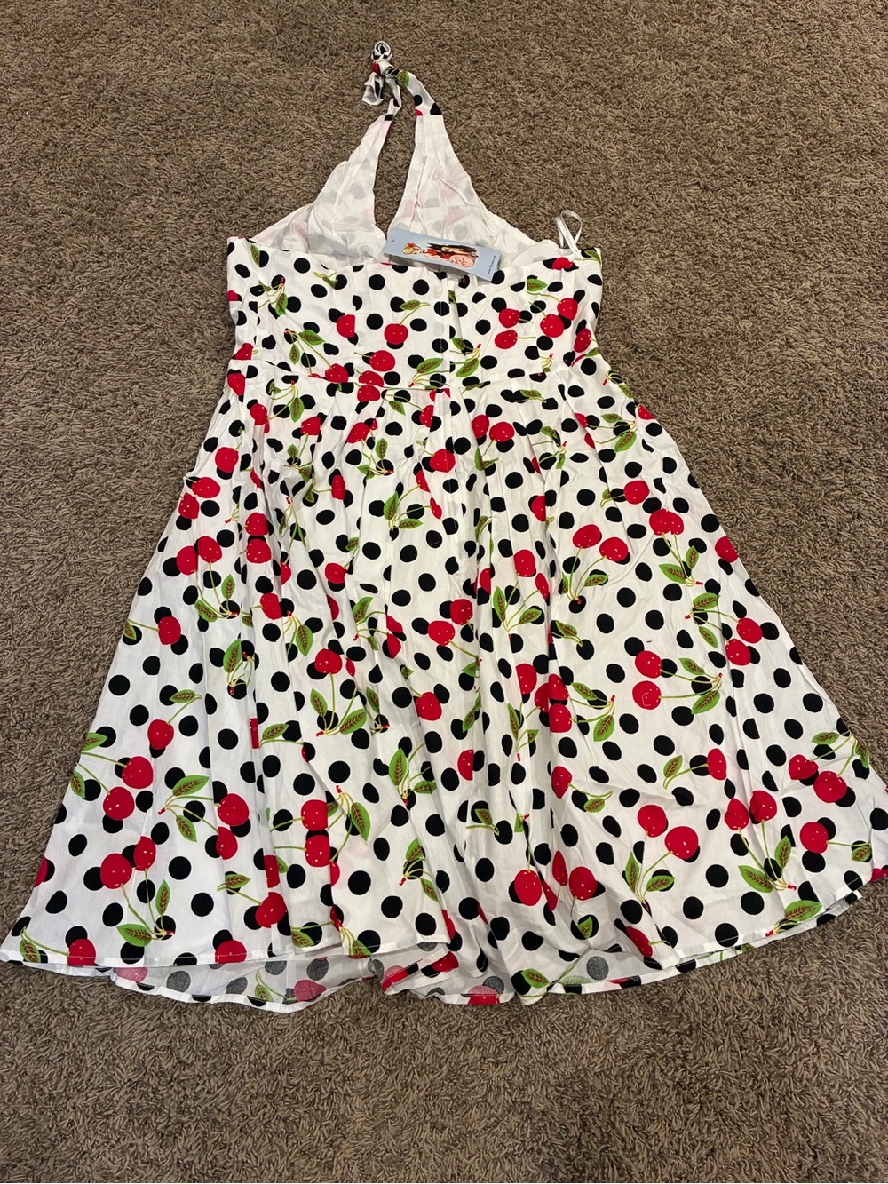 NWT: Tatyana White Cherry Halter Dress 3XL Retro Rockabilly Fit and Flare 3XL - Picture 5 of 15